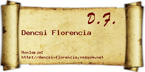 Dencsi Florencia névjegykártya